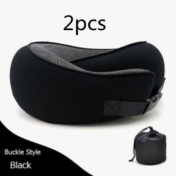 Memory Foam Travel Neck Pillow U-Shaped Ergonomic Support with Chin Strap & Anti-Slip Portable for Planes, Cars, Office