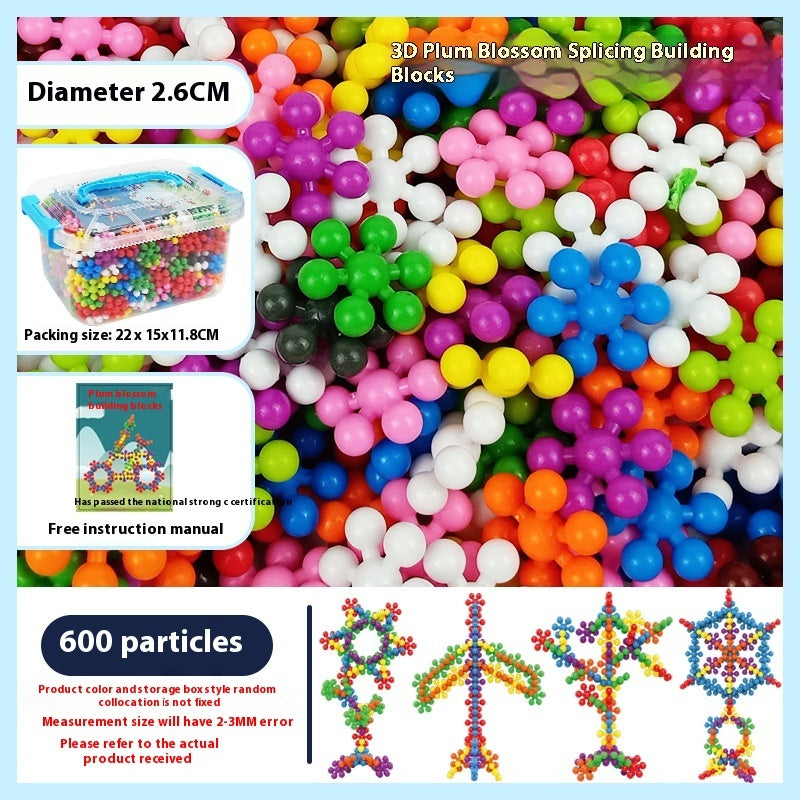 3D Rotating Plum Blossom Blocks - Snowflake Assembly Toy for Kids - STEM Educational Building Puzzle with Magic Motion