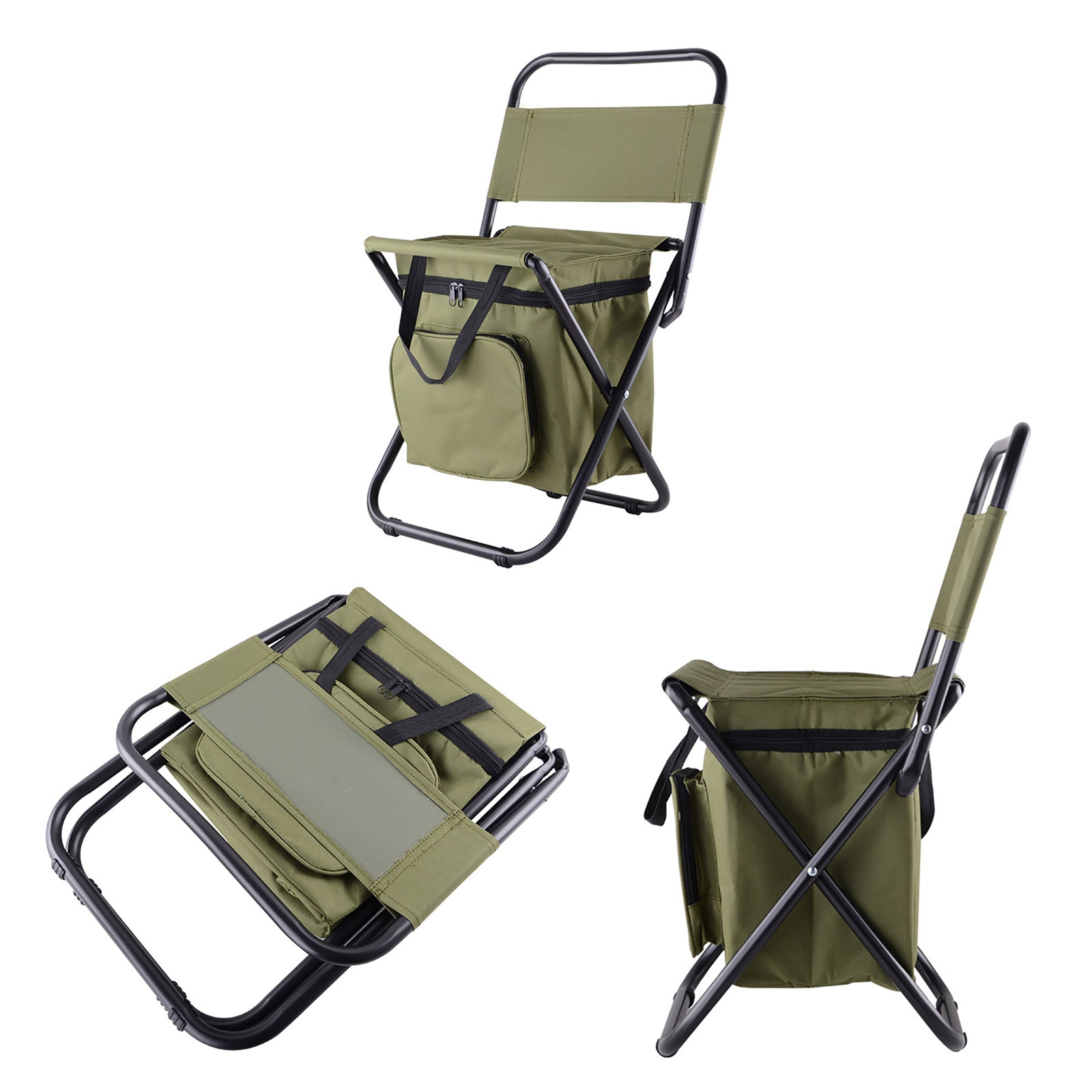 Foldable Fishing Chair with Insulated Cooler – Lightweight Waterproof Camping Stool for Hiking & Outdoor Use