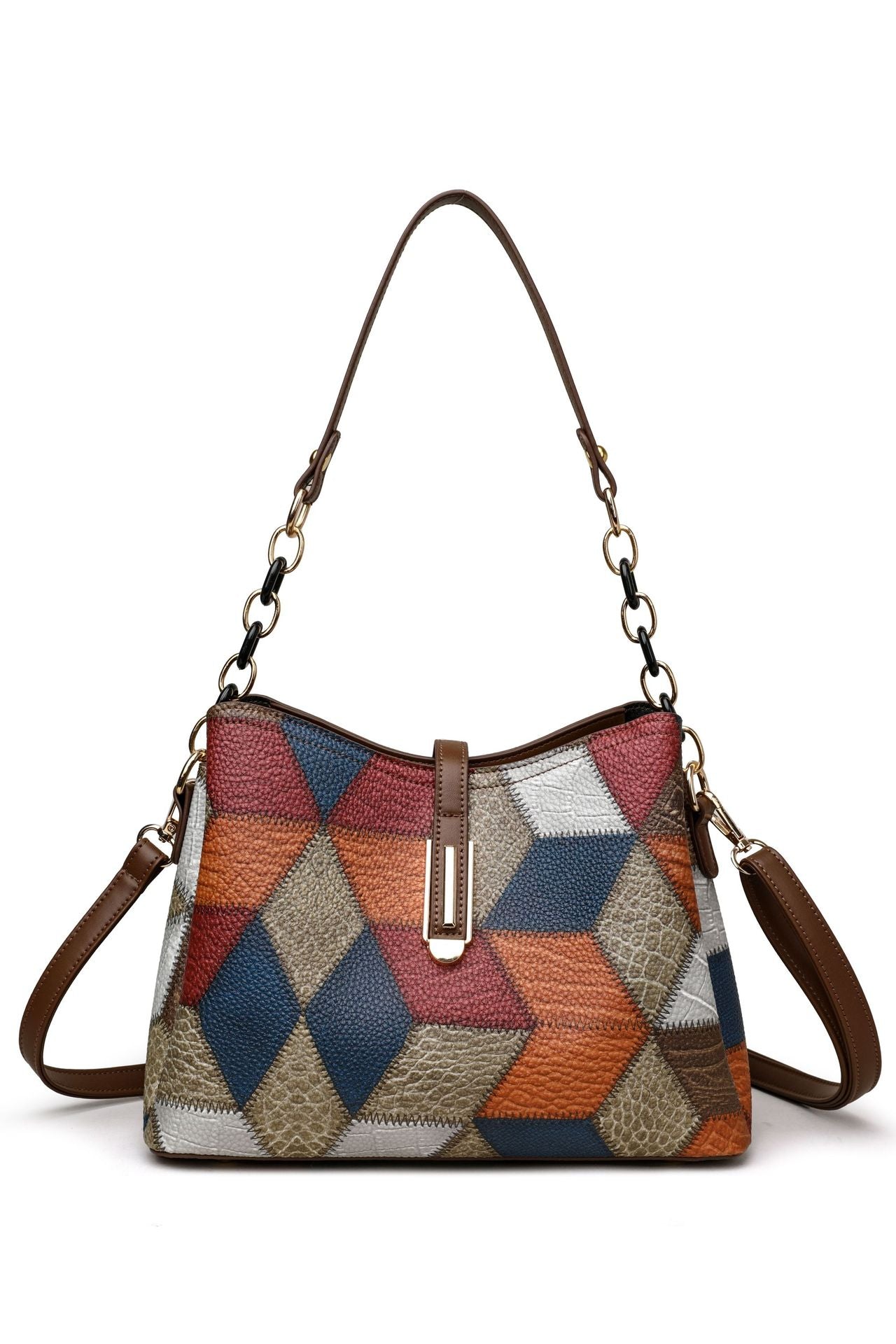 Retro Messenger Shoulder Bag – Spacious PU Handbag with Unique Irregular Stitching