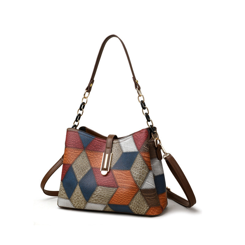 Retro Messenger Shoulder Bag – Spacious PU Handbag with Unique Irregular Stitching