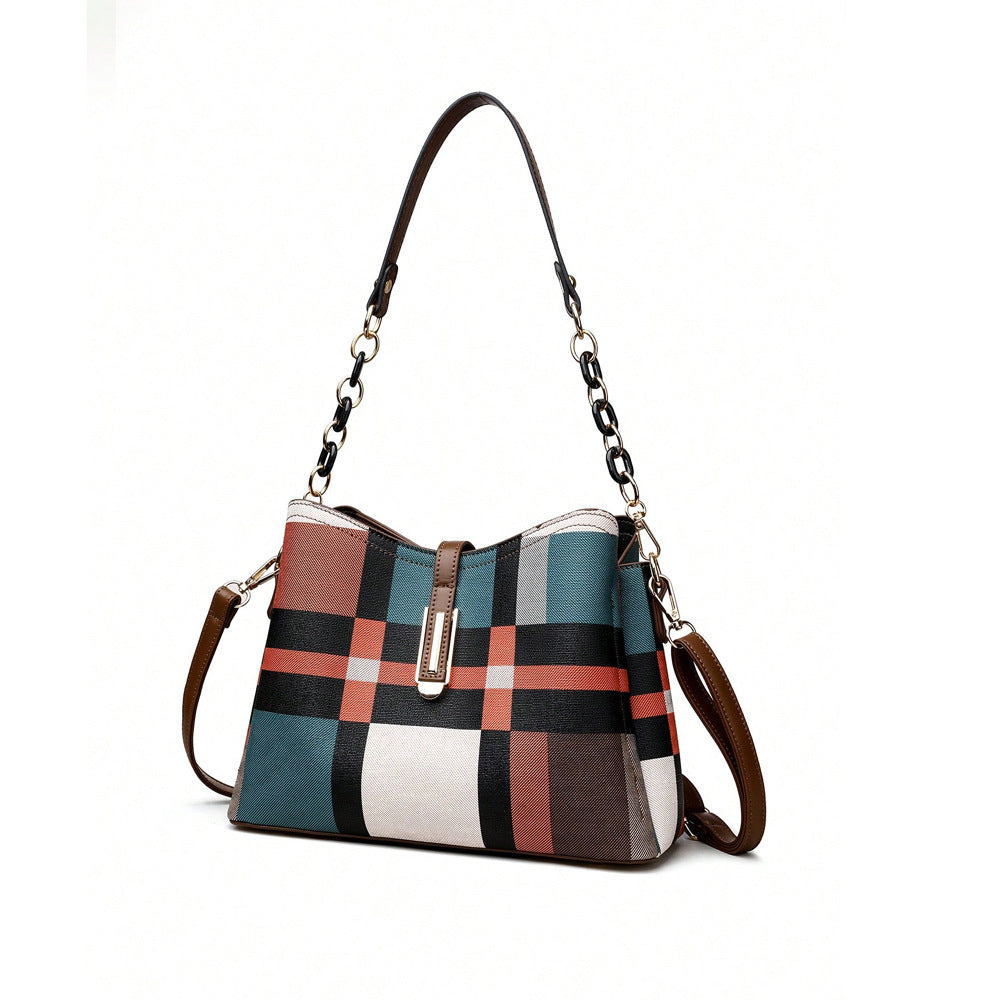 Retro Messenger Shoulder Bag – Spacious PU Handbag with Unique Irregular Stitching