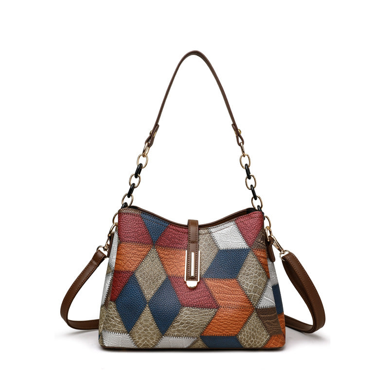 Retro Messenger Shoulder Bag – Spacious PU Handbag with Unique Irregular Stitching