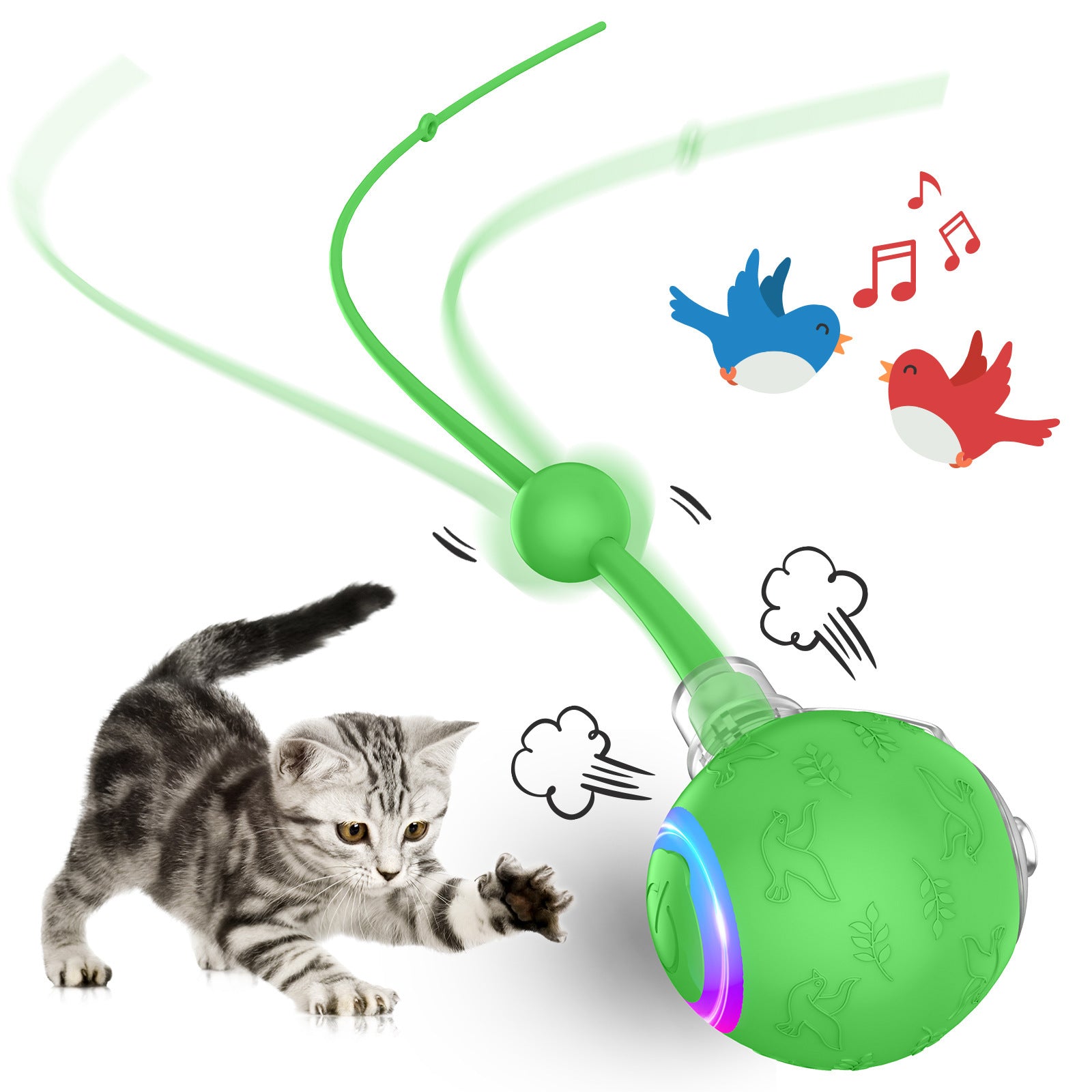 Self-Moving Gravity Cat Toy - Automatic Rope Teaser with Smart Motion Sensor for Playful Cats