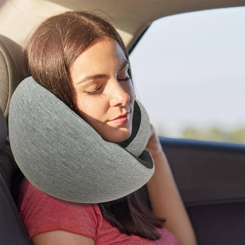 Memory Foam Travel Neck Pillow U-Shaped Ergonomic Support with Chin Strap & Anti-Slip Portable for Planes, Cars, Office