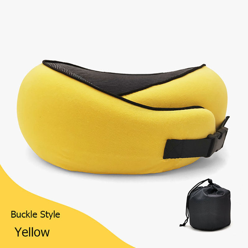 Memory Foam Travel Neck Pillow U-Shaped Ergonomic Support with Chin Strap & Anti-Slip Portable for Planes, Cars, Office