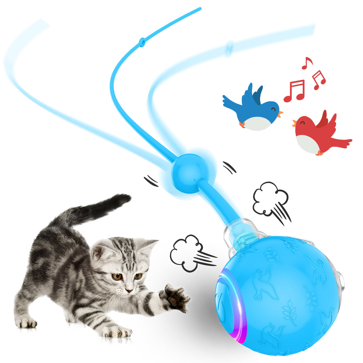 Self-Moving Gravity Cat Toy - Automatic Rope Teaser with Smart Motion Sensor for Playful Cats