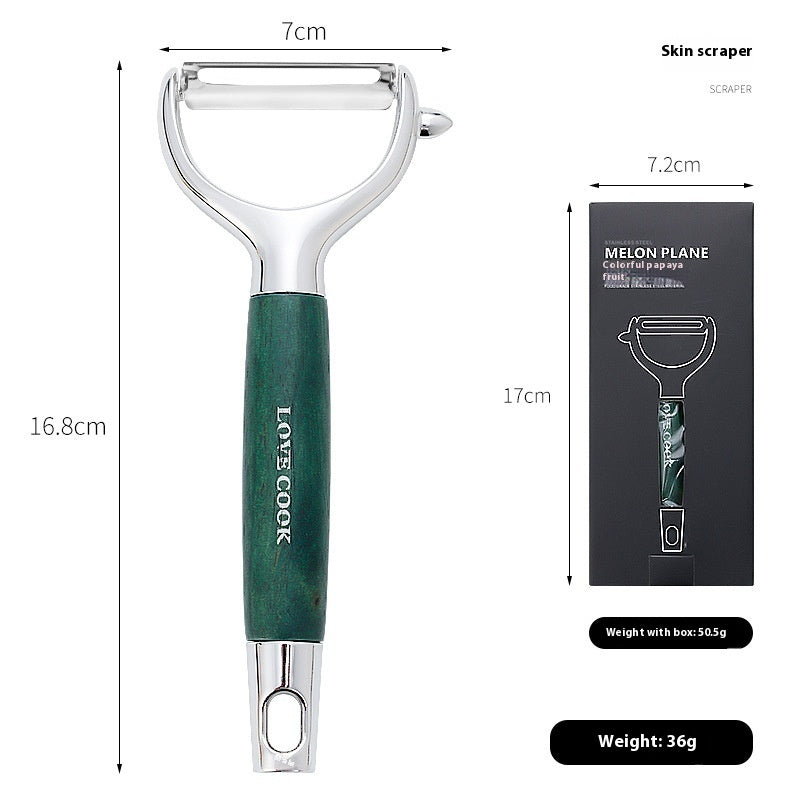 Dual-Blade Wonder Peeler - Wood-Grip Stainless Steel, Serrated & Flat Blades for All Produce