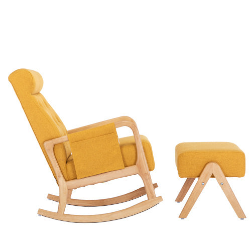 Comfort Rocker & Ottoman Set – Upholstered Gliding Armchair with Wooden Base for Home or Nursery