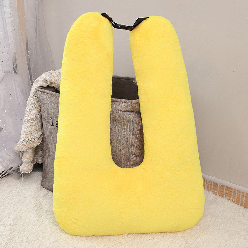 U-Shaped Travel Pillow for Kids & Adults – Soft Fur Car Seatbelt Pillow, Neck Support Cushion for Long Trips, Planes & Cars