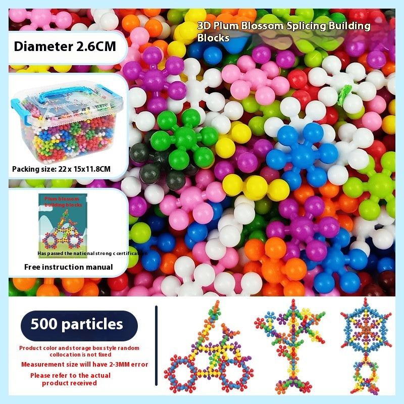 3D Rotating Plum Blossom Blocks - Snowflake Assembly Toy for Kids - STEM Educational Building Puzzle with Magic Motion