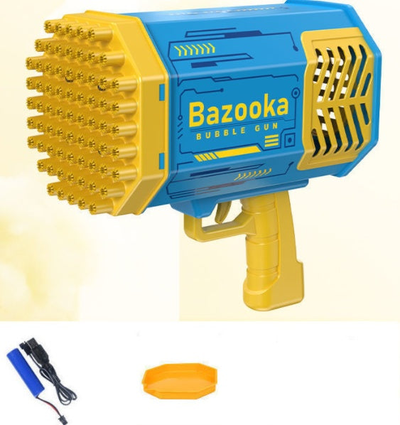 Pomperos Bubble Machine Gun – High-Capacity 69-Hole Bubble Blaster with LED Lights – Outdoor/Indoor Kids Toy"