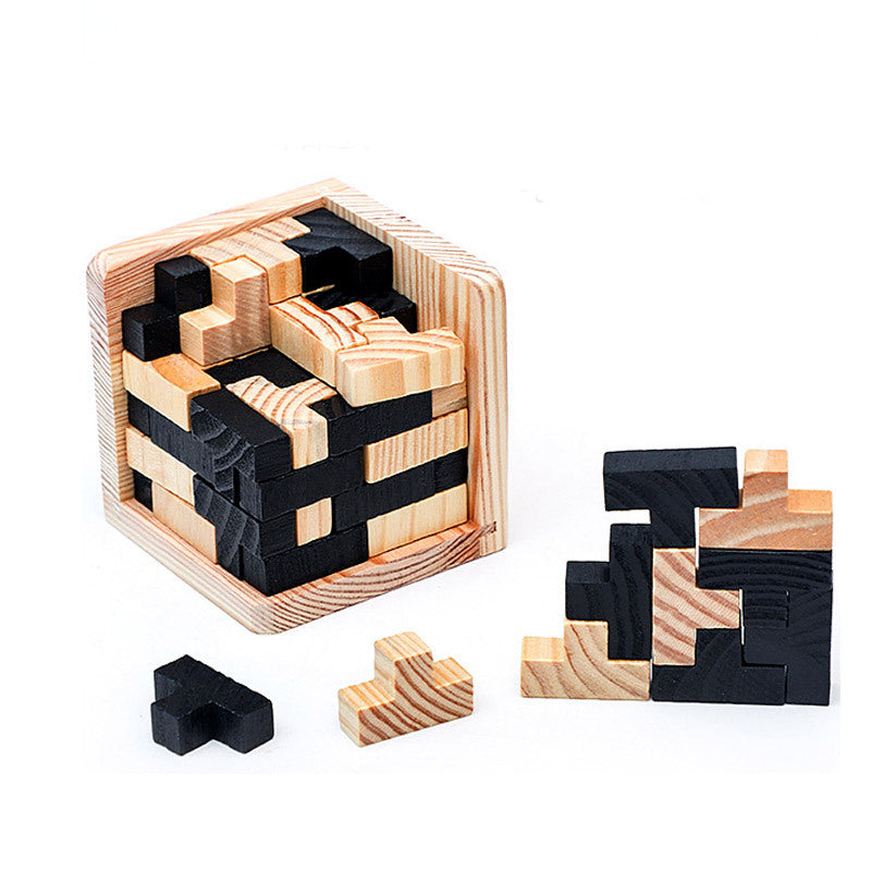3D Wooden Interlocking Puzzle - Luban Lock Tangram Educational Toy - STEM Learning Brain Game for All Ages