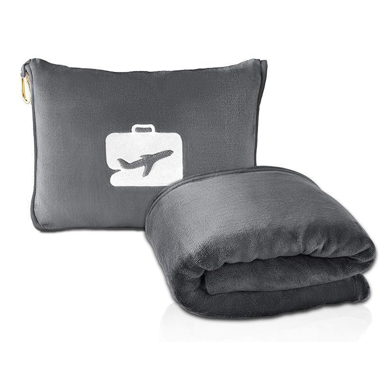 2-in-1 Travel Blanket and Pillow - Ultra-Soft Micro plush Blanket with Portable Case for Plane, Car, Camping, and Office