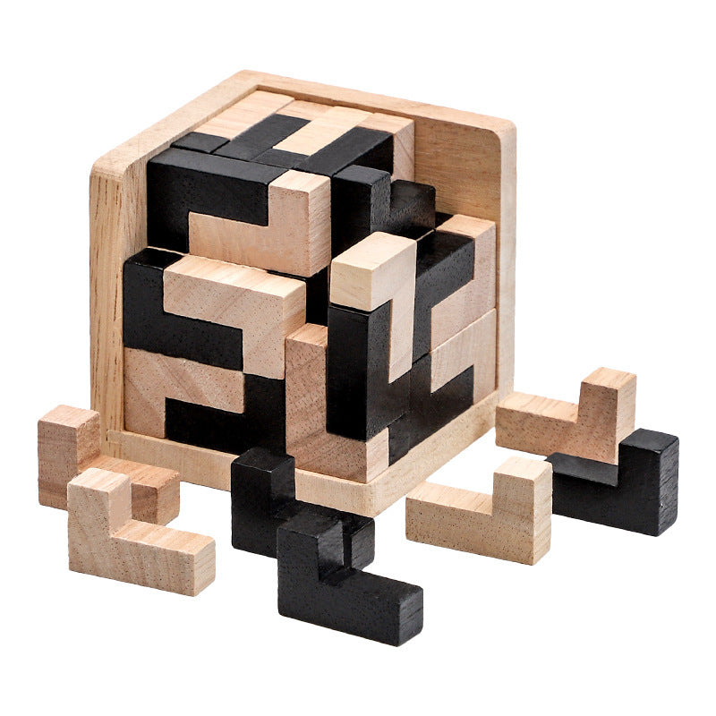 3D Wooden Interlocking Puzzle - Luban Lock Tangram Educational Toy - STEM Learning Brain Game for All Ages
