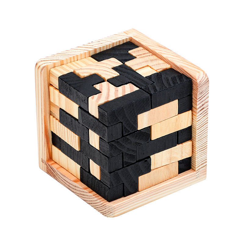 3D Wooden Interlocking Puzzle - Luban Lock Tangram Educational Toy - STEM Learning Brain Game for All Ages