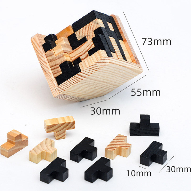 3D Wooden Interlocking Puzzle - Luban Lock Tangram Educational Toy - STEM Learning Brain Game for All Ages