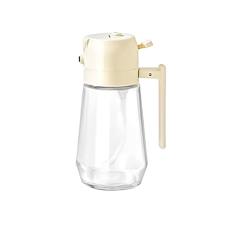 2-in-1 Oil & Vinegar Spray Bottle - 470ML Glass, Dual Mist/Stream Nozzle for Air Fryer, BBQ & Salads