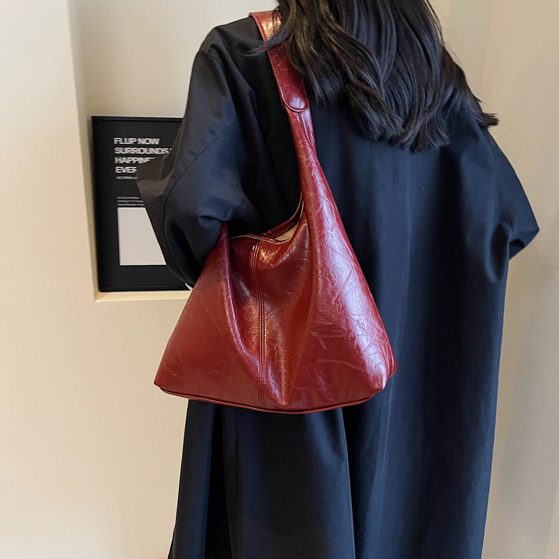 2-Piece PU Shoulder Bag Set – Large Capacity Hobo Tote with Matching Clutch for Daily Use