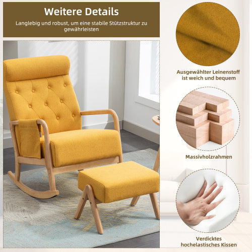 Comfort Rocker & Ottoman Set – Upholstered Gliding Armchair with Wooden Base for Home or Nursery