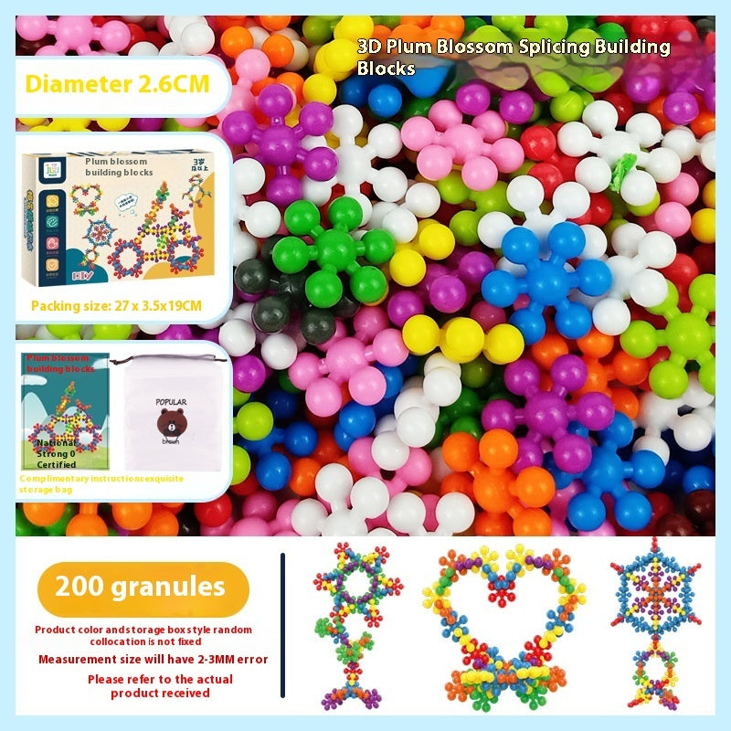 3D Rotating Plum Blossom Blocks - Snowflake Assembly Toy for Kids - STEM Educational Building Puzzle with Magic Motion