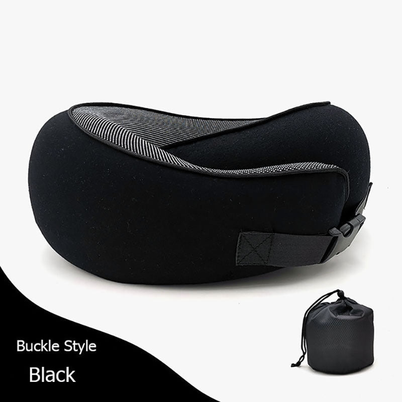 Memory Foam Travel Neck Pillow U-Shaped Ergonomic Support with Chin Strap & Anti-Slip Portable for Planes, Cars, Office