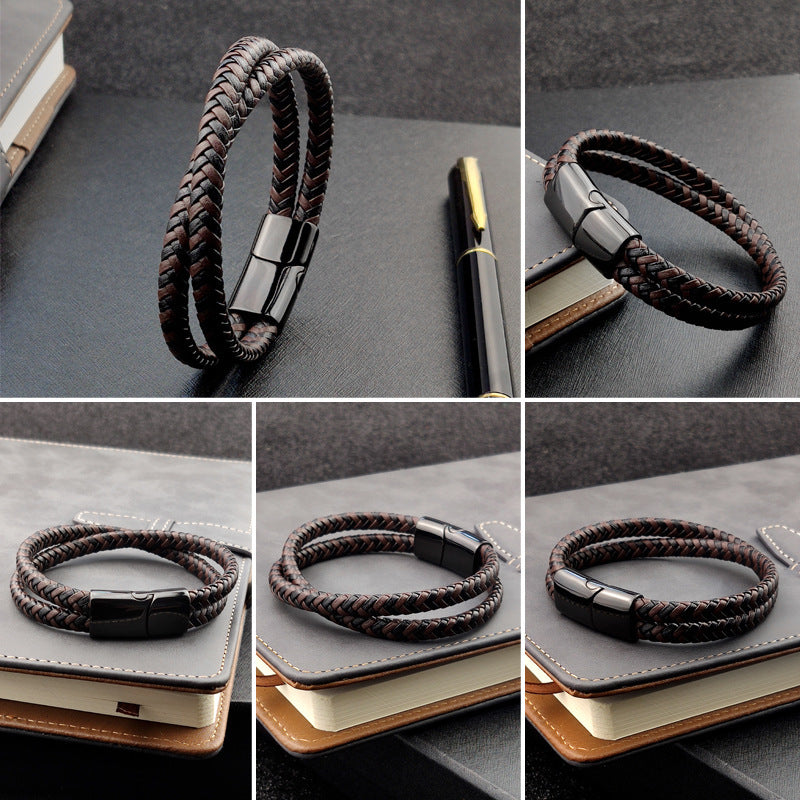 Minimalist Leather & Stainless Steel Bracelet – Fashion Wrist Accessory for Everyday Wear
