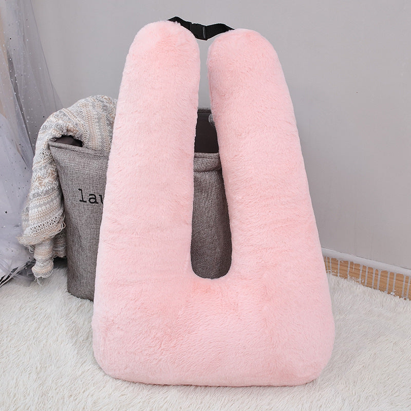 U-Shaped Travel Pillow for Kids & Adults – Soft Fur Car Seatbelt Pillow, Neck Support Cushion for Long Trips, Planes & Cars