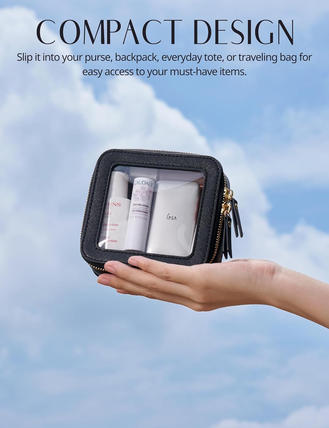 Mini Clear Makeup Bag – Small Waterproof Organizer for Cosmetics & Toiletries PU Material
