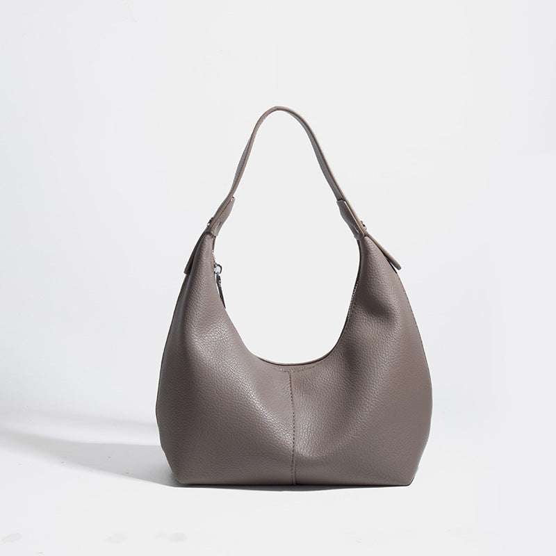 Soft Leather Hobo Bag - PU Shoulder Purse with Zippered Compartments