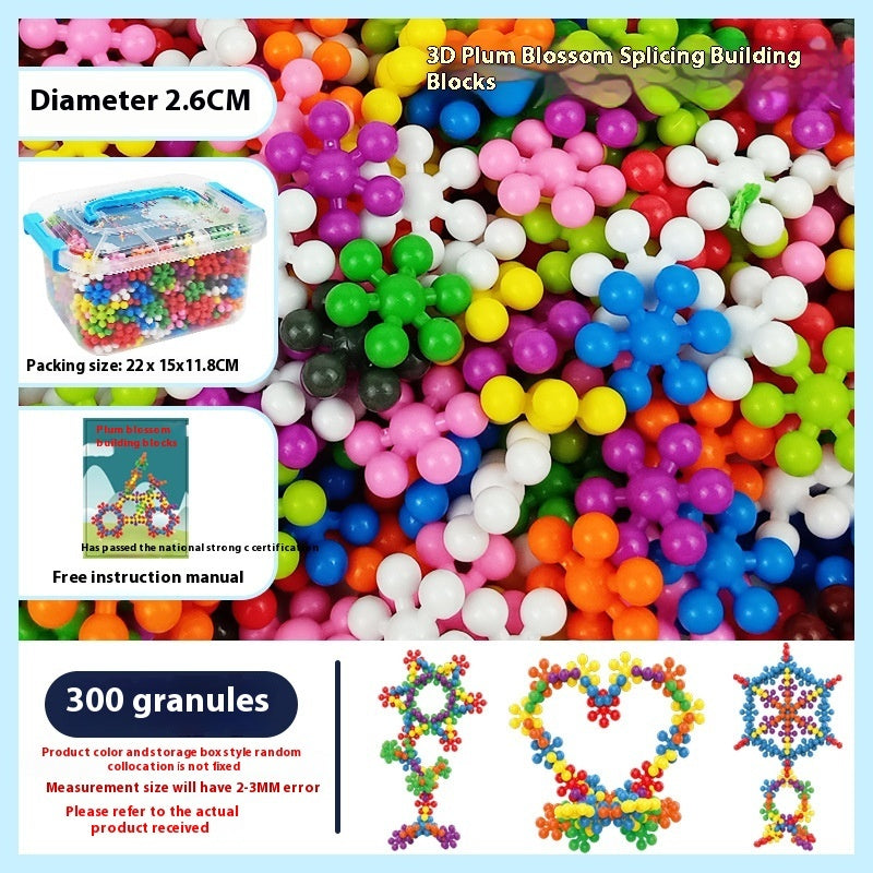 3D Rotating Plum Blossom Blocks - Snowflake Assembly Toy for Kids - STEM Educational Building Puzzle with Magic Motion