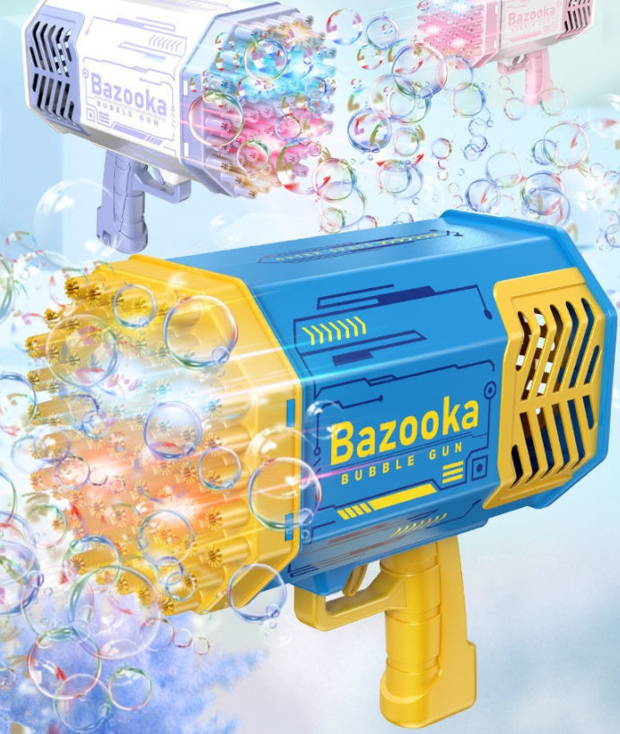 Pomperos Bubble Machine Gun – High-Capacity 69-Hole Bubble Blaster with LED Lights – Outdoor/Indoor Kids Toy"