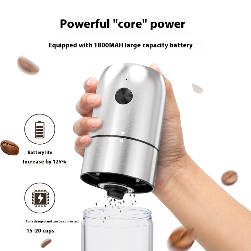 Rechargeable Electric Coffee Grinder with Ceramic Burr – Portable Stainless Steel Design for Home & Travel