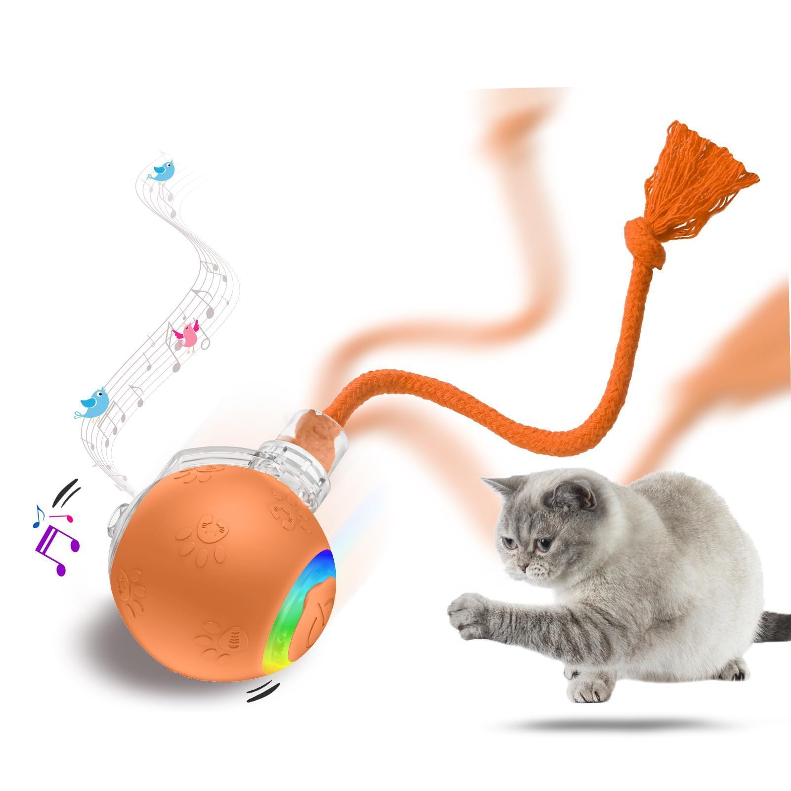 Self-Moving Gravity Cat Toy - Automatic Rope Teaser with Smart Motion Sensor for Playful Cats