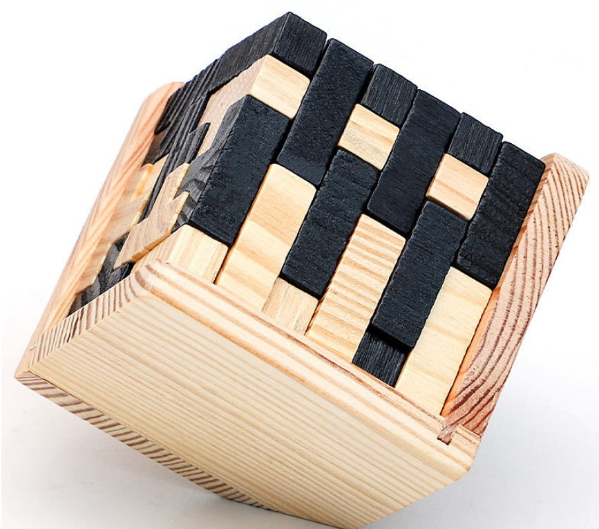3D Wooden Interlocking Puzzle - Luban Lock Tangram Educational Toy - STEM Learning Brain Game for All Ages