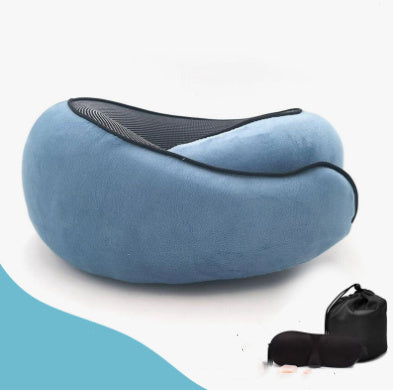 Memory Foam Travel Neck Pillow U-Shaped Ergonomic Support with Chin Strap & Anti-Slip Portable for Planes, Cars, Office