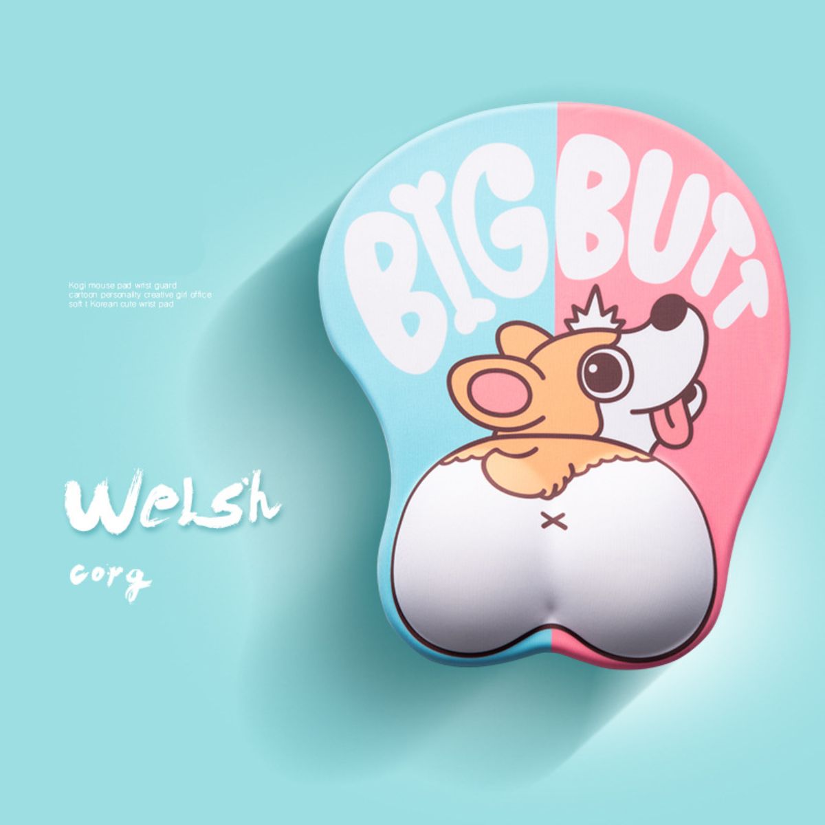 3D Puppy Dog Butt Mouse Pad - Plush Wrist Rest Mouse Mat with Non-Slip Base for Gaming & Office